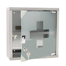 2 Fächer Medizinschrank Apothekerschrank Arzneischrank Hausapotheke Edelstahl QEENTOE