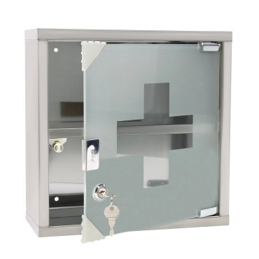 2 Fächer Medizinschrank Apothekerschrank Arzneischrank Hausapotheke Edelstahl QEENTOE