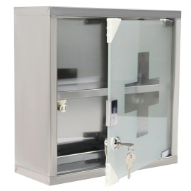 2 Fächer Medizinschrank Apothekerschrank Arzneischrank Hausapotheke Edelstahl QEENTOE