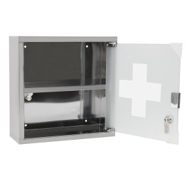 2 Fächer Medizinschrank Apothekerschrank Arzneischrank Hausapotheke Edelstahl QEENTOE