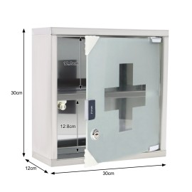 2 Fächer Medizinschrank Apothekerschrank Arzneischrank Hausapotheke Edelstahl QEENTOE