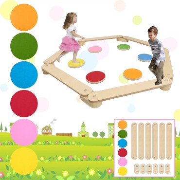 18er-Set Kinder Balancierbalken Balance Board Schwebebalken Spielzeug aus Holz QEENTOE