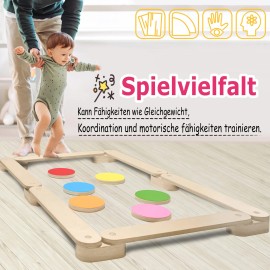 18er-Set Kinder Balancierbalken Balance Board Schwebebalken Spielzeug aus Holz QEENTOE