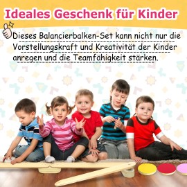 18er-Set Kinder Balancierbalken Balance Board Schwebebalken Spielzeug aus Holz QEENTOE