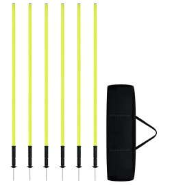 6pcs Slalomstangen-Set 150cm Sprunghafte Agilität Stangen Traingsstangen Gelb QEENTOE