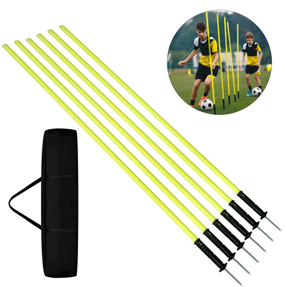 6er Slalomstangen Trainingsstangen Trainingsstock Trainingsgerät Fußballtraining 180cm QEENTOE