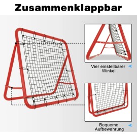 Trainingsnetz Fußball Kickback Tor Rückprallwand Rebounder Einstellbar Winkel QEENTOE
