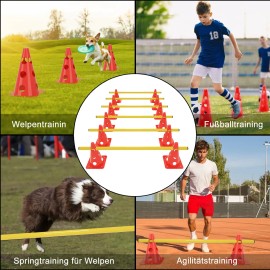 Agility Steckhürden-Set Kegelhürden 100cm Kindertraining Rot Hundetraining Gelb QEENTOE