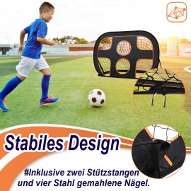 2 in 1 Pop-Up Fußballtor für Kinder Garten Faltbar Fussballtor mit 6 Loch Fußball Tor Fußballtraining Torwandtrainer mit Tragetasche Outdoor 121x80x80cm QEENTOE