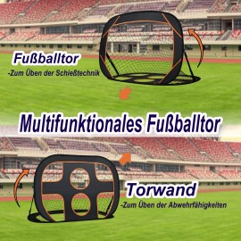 2 in 1 Pop-Up Fußballtor für Kinder Garten Faltbar Fussballtor mit 6 Loch Fußball Tor Fußballtraining Torwandtrainer mit Tragetasche Outdoor 121x80x80cm QEENTOE