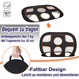 2 in 1 Pop-Up Fußballtor für Kinder Garten Faltbar Fussballtor mit 6 Loch Fußball Tor Fußballtraining Torwandtrainer mit Tragetasche Outdoor 121x80x80cm QEENTOE