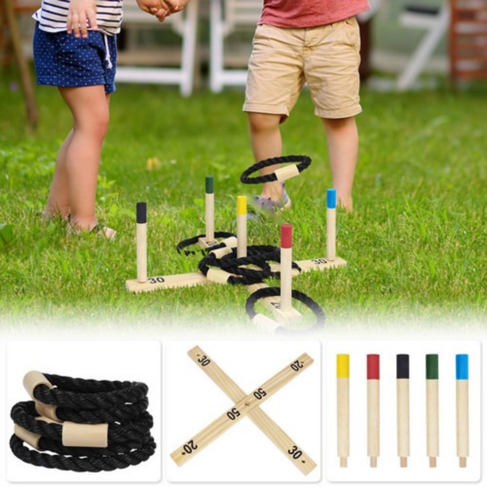 Wurfspiel Spielzeug Spielfelder Outdoor Indoor Holz Quoits Familie werfen Spiel QEENTOE