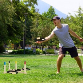 Wurfspiel Spielzeug Spielfelder Outdoor Indoor Holz Quoits Familie werfen Spiel QEENTOE
