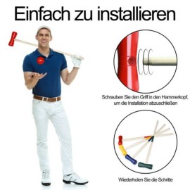 Krocket Croquet Kroquet Crockett Crocket Set Holz Spielzeug für 4 Spieler Garten QEENTOE