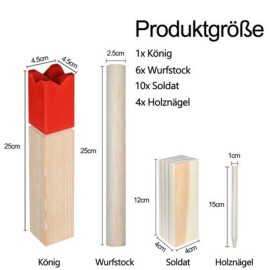 Kubb Spiel aus Holz König Schweden-Schach Wikingerspiel Rasenschach Wurfspiel QEENTOE