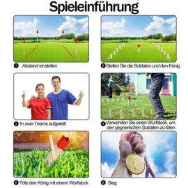 Kubb Spiel aus Holz König Schweden-Schach Wikingerspiel Rasenschach Wurfspiel QEENTOE