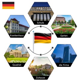 6,5m Fahnenmast Aluminium Flaggenmast Fahne Bodenhülse inkl. Deutschlandfahne QEENTOE