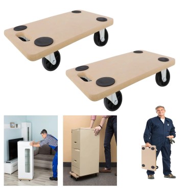 2pcs Möbelroller Transportroller Transporthilfe Umzugsroller Rollbrett Max 200kg QEENTOE