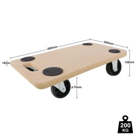 2pcs Möbelroller Transportroller Transporthilfe Umzugsroller Rollbrett Max 200kg QEENTOE