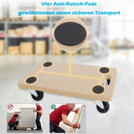 2pcs Möbelroller Transportroller Transporthilfe Umzugsroller Rollbrett Max 200kg QEENTOE