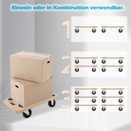 2pcs Möbelroller Transportroller Transporthilfe Umzugsroller Rollbrett Max 200kg QEENTOE